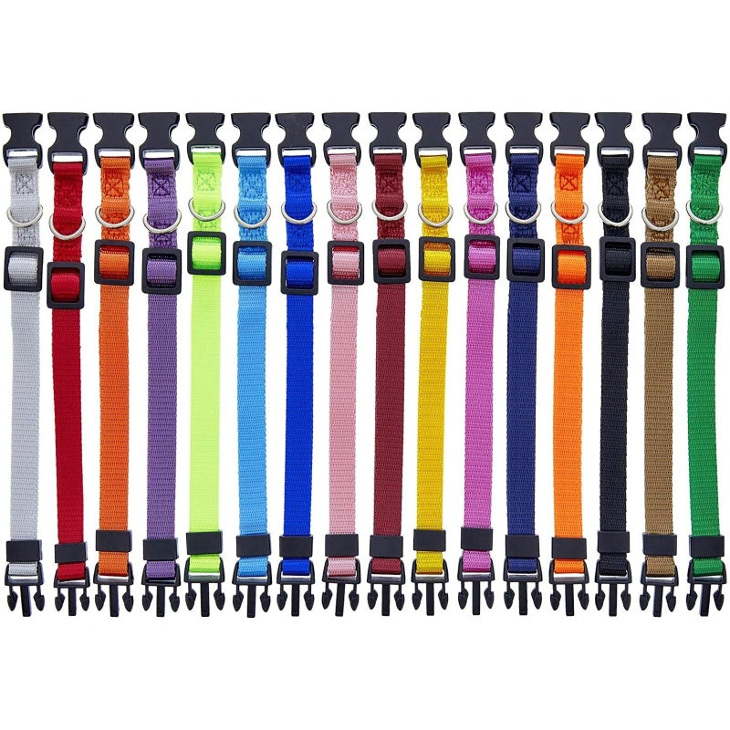 Okuna Outpost Puppy Collars - Quick-Release Buckle - Color-Coded Adjustable Puppy ID Collar - 6.5-10 in, Multicolor, Pack of 16 - Image 1